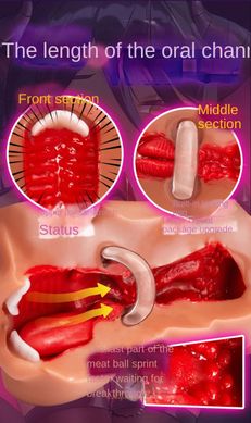 Realistic male masturbator "Dark-skinned demoness" with oral hole, simulation of female mouth