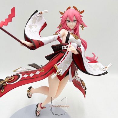 Anime figure "Yae Miko Priestess" based on the game "Genshin Impact" - 25 cm, Completed Model, Yae Miko, 25 cm, Hard body, Hard chest, Boxed, Premium copy (replica)