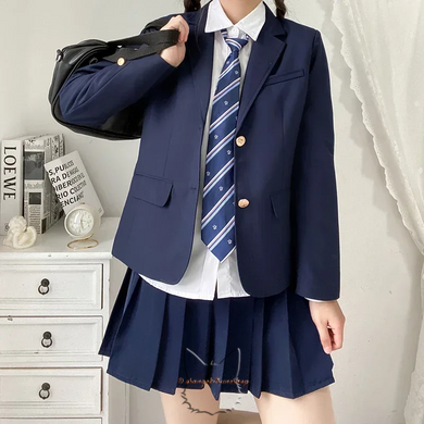 Korean school uniform for womens - navy blue blazer - XS-3XL