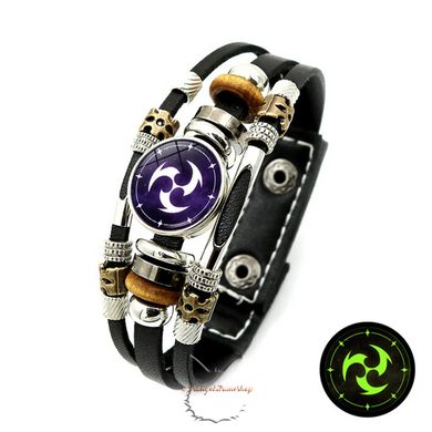 Leather luminescent bracelet "Eye of God" based on the game "Genshin Impact" - electro element