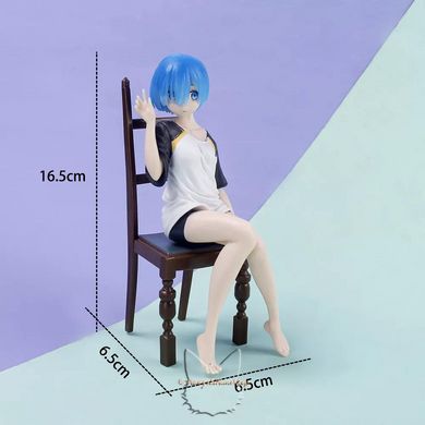 Anime figure Rem in Subaru clothes - Re Zero - 16.5 cm, with a chair