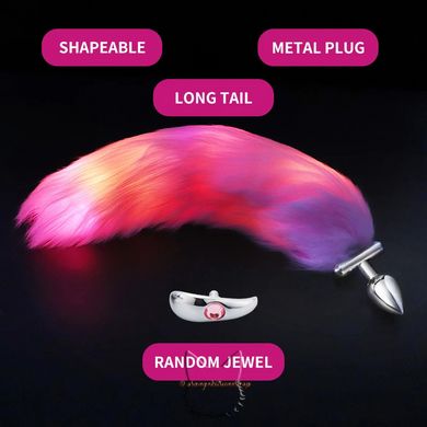 Anal fox tail with metal plug and LED lighting - type No. 1