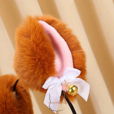 Cat ears with a bell tied in a bow - orange