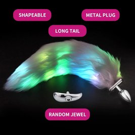 Anal fox tail with metal plug and LED lighting - type No. 3