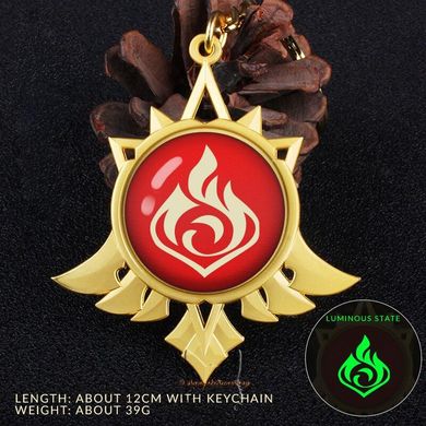 Luminescent keychain "Eye of God - Mondstadt" based on the game "Genshin Impact" - pyro element