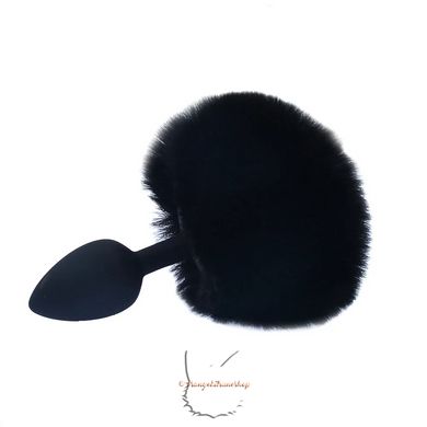 Anal plug bunny rabbit tail - silicone black tail and plug