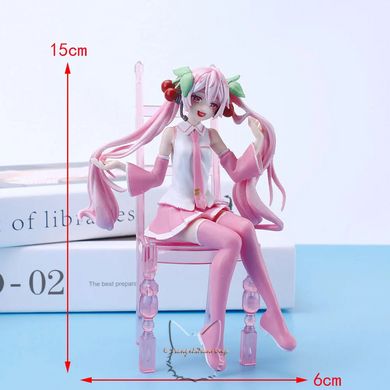 Anime figure "Hatsune Miku Sakura" - Noodle Stopper - copy with pink chair, 15 cm