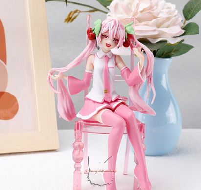 Anime figure "Hatsune Miku Sakura" - Noodle Stopper - copy with pink chair, 15 cm