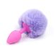 Anal plug bunny rabbit tail - silicone pink plug, light purple tail