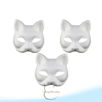 Японская маска лисы (кицунэ) - Japanese fox mask (kitsune) - без колокольчиков, бесцветная для крафта