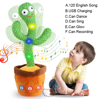 Children's toy dancing luminous talking plush cactus that can sing, Interactive toy, Unisex