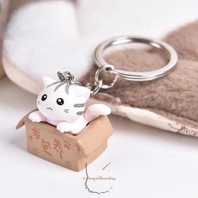 Keychain "cat in a box" - white