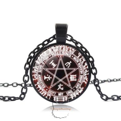 Cabochon with a pentagram and inscriptions based on the anime "Hellsing", Multicolored