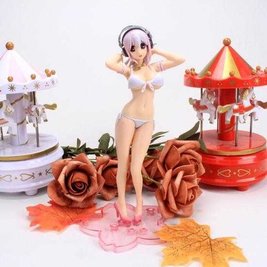 Anime figure "Super Sonico" - removable bikini - 19x8 cm, White, Cast-off figure (removable clothes), Super Sonico, 19 cm, Hard body, Hard chest, Without box, Copy (Replica)