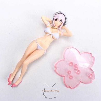 Anime figure "Super Sonico" - removable bikini - 19x8 cm, White, Cast-off figure (removable clothes), Super Sonico, 19 cm, Hard body, Hard chest, Without box, Copy (Replica)