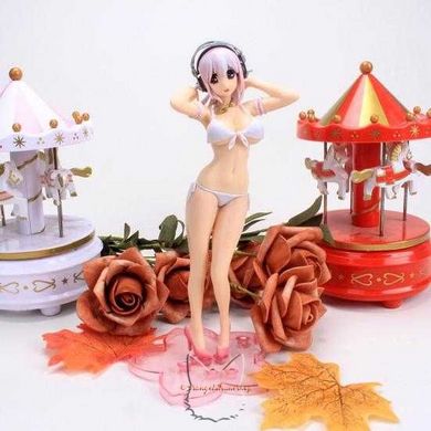 Anime figure "Super Sonico" - removable bikini - 19x8 cm, White, Cast-off figure (removable clothes), Super Sonico, 19 cm, Hard body, Hard chest, Without box, Copy (Replica)