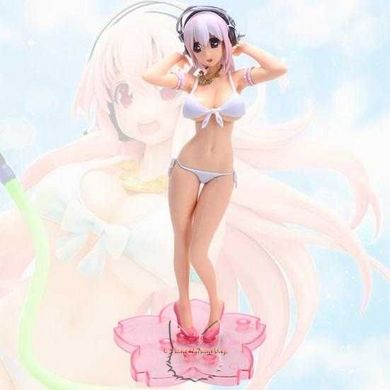 Аниме фигурка "Супер Сонико (Super Sonico)" - съёмное бикини - 19x8 см, Белый, Cast-off figure (съёмная одежда), Супер Сонико, 19 см, Твёрдое тело, Твёрдая грудь, Без коробки, Копия