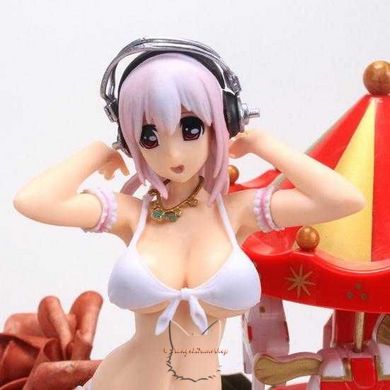 Anime figure "Super Sonico" - removable bikini - 19x8 cm, White, Cast-off figure (removable clothes), Super Sonico, 19 cm, Hard body, Hard chest, Without box, Copy (Replica)