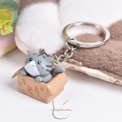 Keychain "cat in a box" - gray