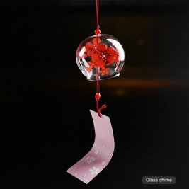 Japanese style glass wind chime - Red