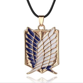 Pendant with the emblem of the Reconnaissance Corps based on the anime "Attack on Titan" - golden