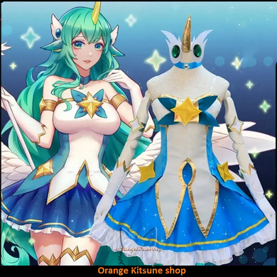 Anime cosplay costume for cosplay character "Soraka Star Guardian" - League of Legends - set, Set, S-L, Sleeveless