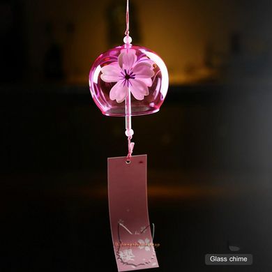 Japanese style glass wind chime - pink