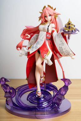 Anime hentai figure "Yae Miko" with fox tails from the game "Genshin Impact" - 26 cm, Cast-off figure (removable clothes), Yae Miko, 26 cm, Hard body, Hard chest, Boxed, Premium copy (replica), Removable clothing/parts (cast-off)